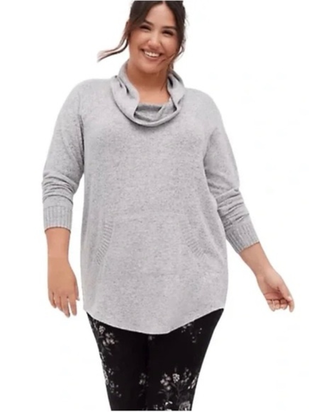 torrid Light Gray Cowl Neck Sweater